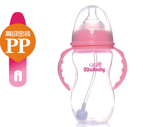 Q0愛寬口徑雙柄自動(dòng)PP奶瓶300ML