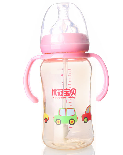 優(yōu)冠寶貝炫彩PPSU奶瓶240ml粉色