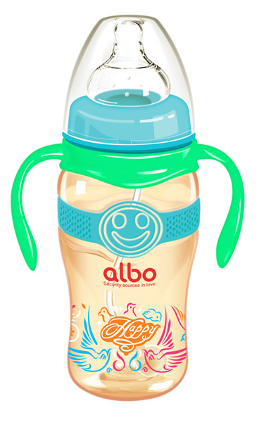 愛樂寶300mlPPSU寬口感溫自動(dòng)奶瓶綠色