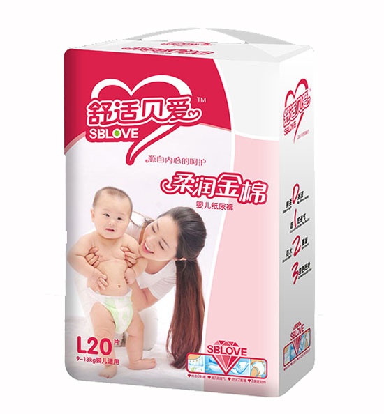 舒適貝愛(ài)柔潤(rùn)金棉yinge紙尿褲L20片