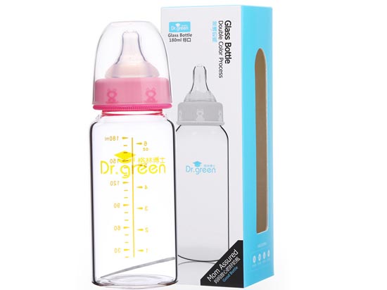 格林博士標(biāo)口玻璃奶瓶180ML紅色