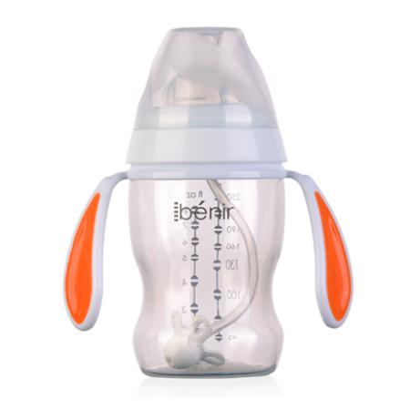 清素250ml寬口自動(dòng)PP奶瓶配變流量奶嘴-橙色