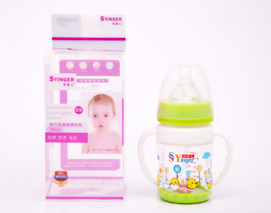 尚yinge寬口雙層玻璃奶瓶100ML綠色