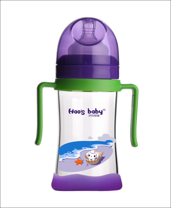 好氏嬰童海螺印花綠色雙柄奶瓶(大)