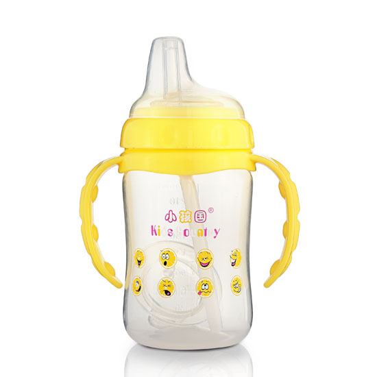 小孩國貼心兩用學飲奶瓶240ML黃色