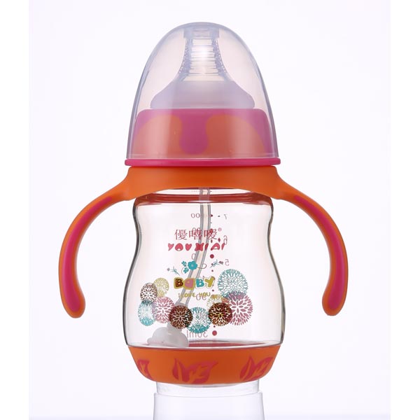 優(yōu)嘻噯PPSU有柄自動感溫奶瓶200ml紅色