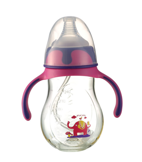 優(yōu)嘻噯黃金PA自動(dòng)奶瓶240ml紫紅色