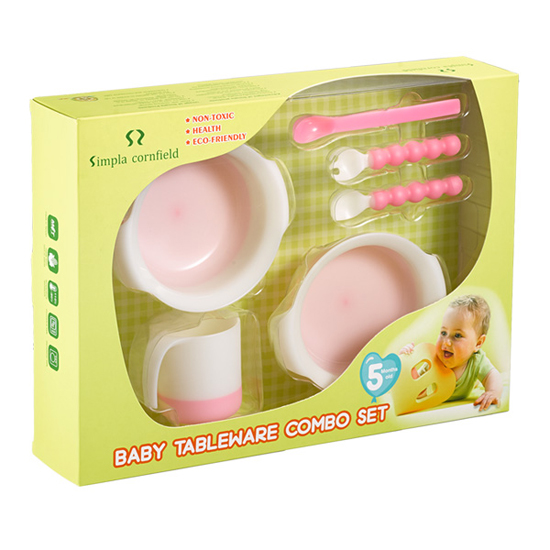 玉米田嬰童餐具粉紅六件組