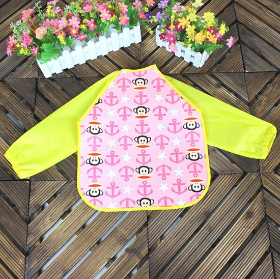 嬰兒EVA免洗吃飯衣圍兜圍嘴長袖黃大嘴猴