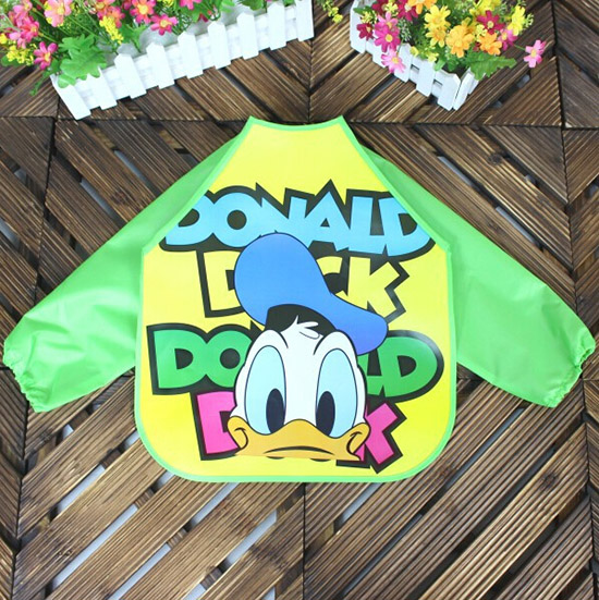 嬰兒EVA免洗吃飯衣圍兜圍嘴長袖綠