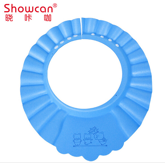 加厚嬰兒高彈可調節(jié)EVA洗澡帽藍