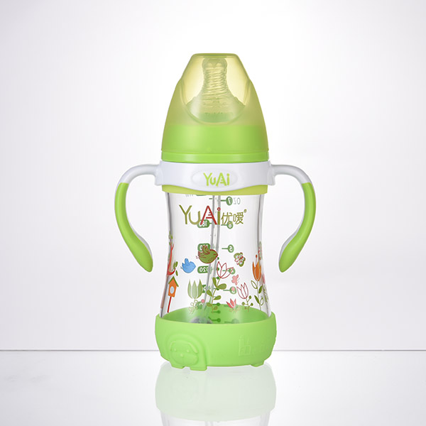 優(yōu)噯7安寬口弧線型晶鉆玻璃手柄自動(dòng)奶瓶(220ml)