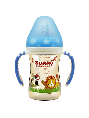 小太陽韓國進(jìn)口納米銀彩印奶瓶藍(lán)色330ML