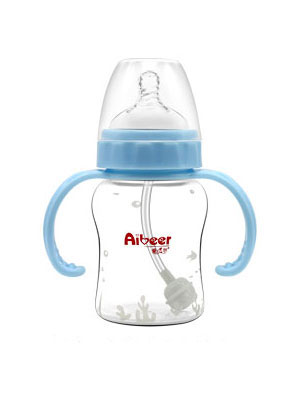 愛(ài)貝爾硅膠寬口徑防脹氣自動(dòng)小奶瓶150ML