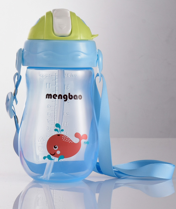 盟寶藍色有刻度水壺-小魚