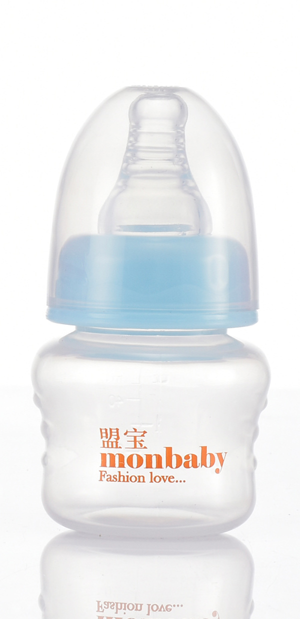 盟寶PP果汁奶瓶藍色-無刻度