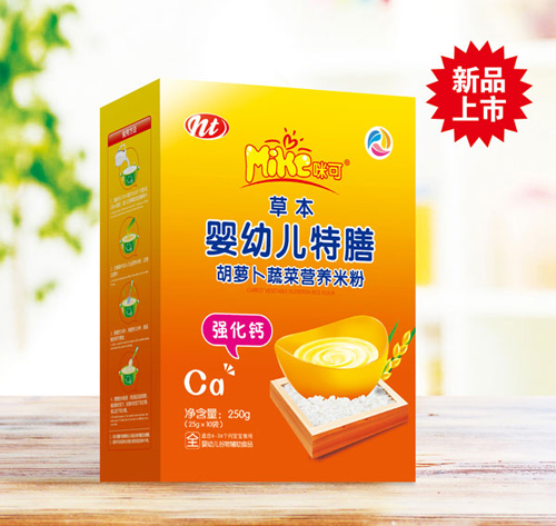 咪可草本胡蘿卜蔬菜營(yíng)養(yǎng)米粉(強(qiáng)化鈣)盒裝