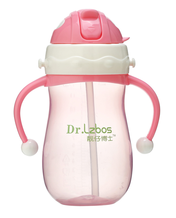 靚仔博士PP炫彩防噴背帶水壺 粉色