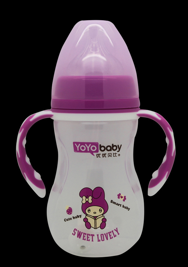 優(yōu)優(yōu)貝比240ml 寬口PP帶手柄自動(dòng)吸奶瓶(配吸嘴+吸管)