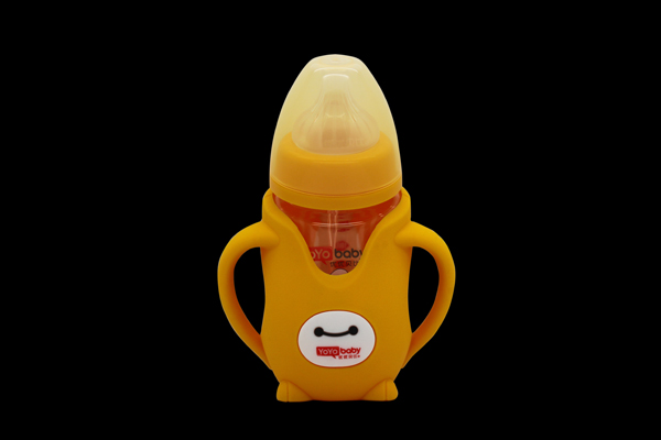 優(yōu)優(yōu)貝比240ml 寬口企鵝帶硅膠套玻璃奶瓶
