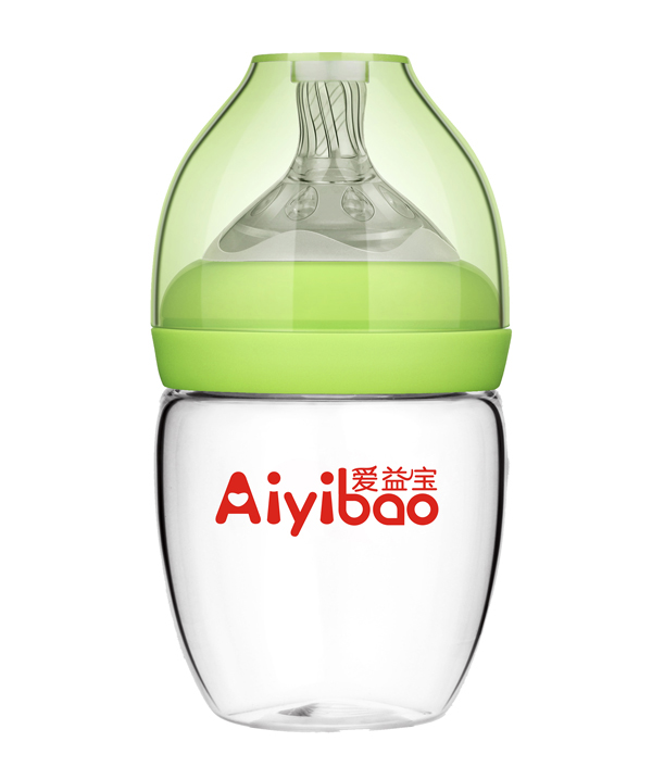 愛(ài)益寶寬口新款蛋形玻璃奶瓶180ml 綠色