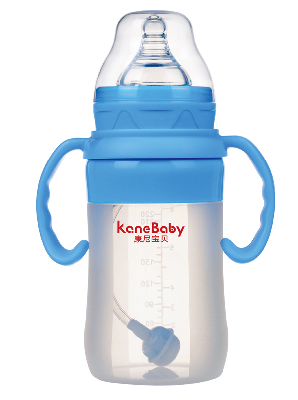 康尼寶貝硅膠奶瓶 藍色 手柄款
