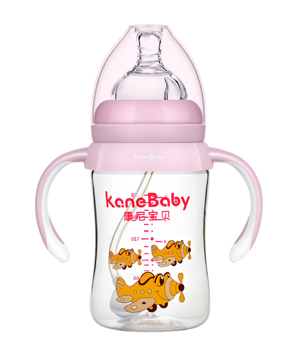康尼寶貝寬口弧形有柄自動PA奶瓶180ml