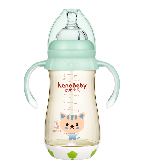 康尼寶貝時(shí)尚條紋貓小子PPSU奶瓶-綠色