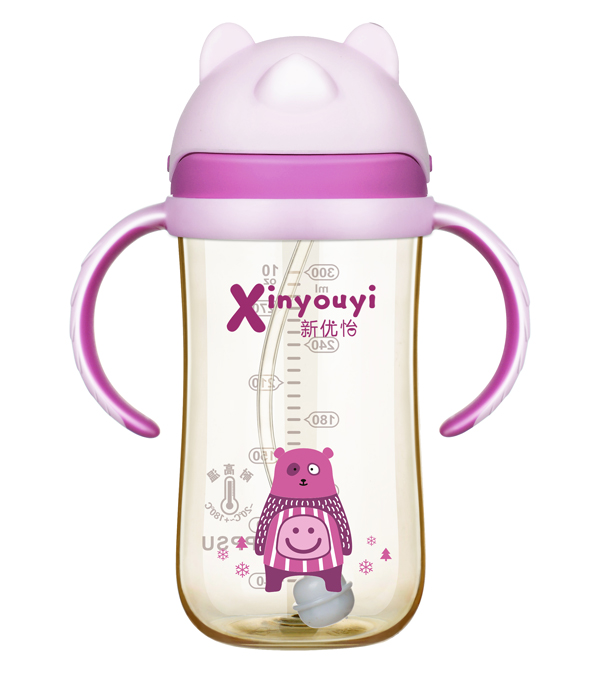 新優(yōu)怡中廣口PPSU水杯300ml 紫紅色