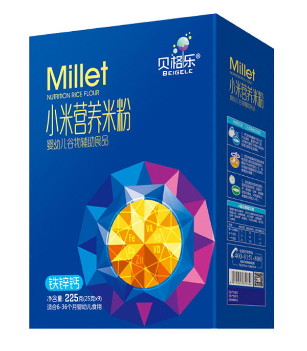 貝格樂小米營(yíng)養(yǎng)米粉-鐵鋅鈣 盒裝