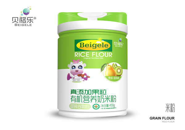 貝格樂真添加果粒有機(jī)營養(yǎng)奶米粉-雪梨+獼猴桃 聽裝