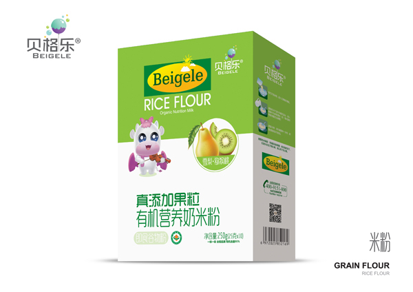 貝格樂真添加果粒有機(jī)營養(yǎng)奶米粉-雪梨+獼猴桃 盒裝