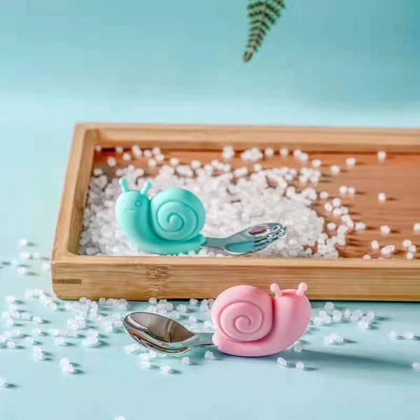 盟寶蝸牛型兒童不銹鋼訓(xùn)練叉勺2