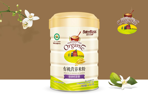 寶貝當家鐵鋅鈣蘋果有機營養(yǎng)米粉 聽裝