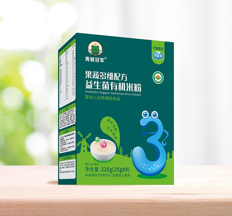 青蛙冠軍果蔬多維配方益生菌有機(jī)米粉盒裝