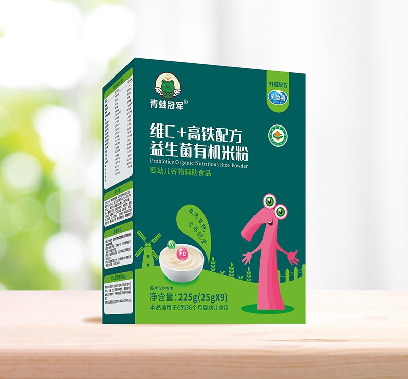 青蛙冠軍維C+高鐵配方益生菌有機(jī)米粉盒裝