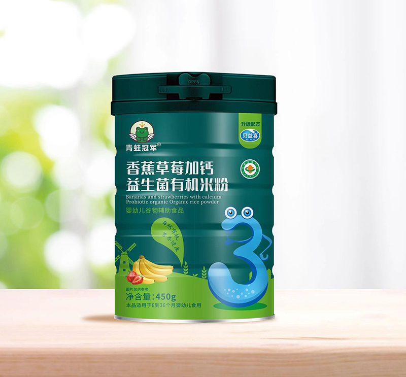 青蛙冠軍香蕉草莓加鈣益生菌有機(jī)米粉