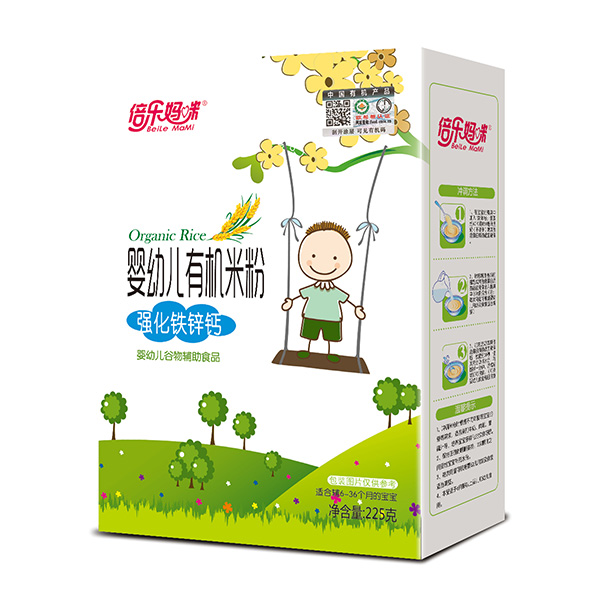 倍樂媽咪嬰幼兒有機米粉-強化鐵鋅鈣盒裝