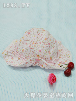 安嬰寶粉色小花帽子