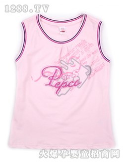 小豬班納粉色圓領(lǐng)針織背心