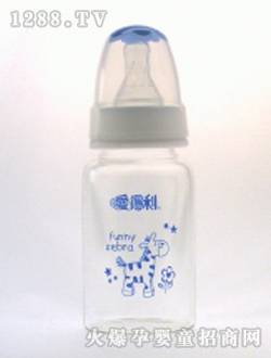 晶鉆玻璃奶瓶120ml藍馬