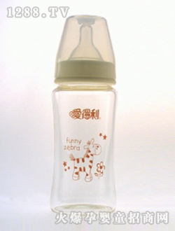 寬口晶鉆玻璃奶瓶240mL紅色