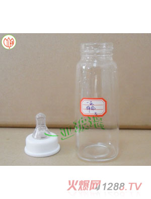 一亞白色直身玻璃奶瓶