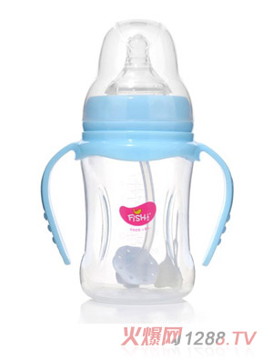小魚兒PP雙柄自動奶瓶210ml藍色