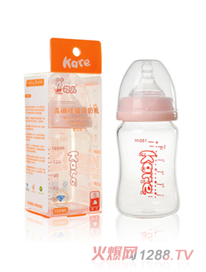 可兒KR-1087 寬口高硼硅玻璃奶瓶 150ml