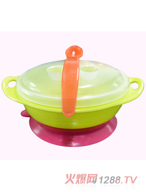 晶瑩塑膠PP吸盤碗雙耳碗