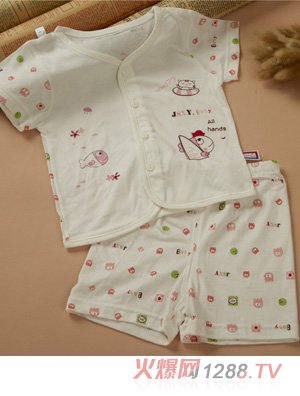 金色小魚(yú)麻塞爾纖維單面小魚(yú)短袖桃開(kāi)套