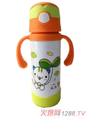 好樂(lè)嬰橙色配綠色水杯