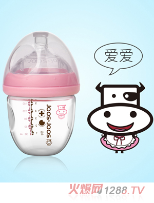 吉子天然母乳玻璃奶瓶 160ml 粉色（愛愛）