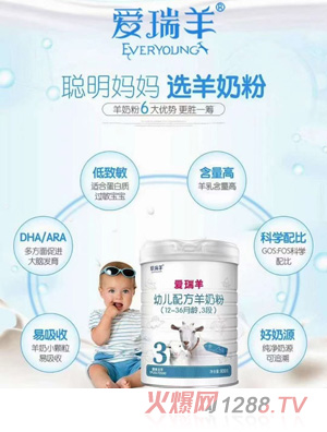 愛瑞羊youe配方羊奶粉（12-36月齡，3段）